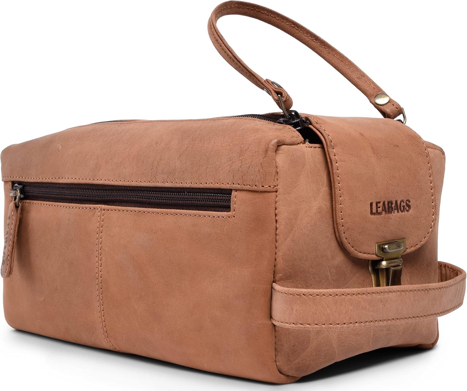 Bruine Buffelleer Toiletartikelen Tas - Vintage Stijl, Ruim (29% Korting)