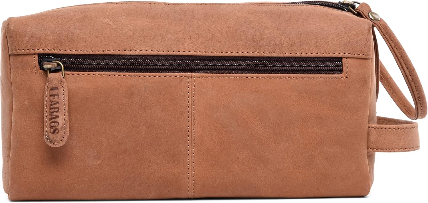 Bruine Buffelleer Toiletartikelen Tas - Vintage Stijl, Ruim (29% Korting)