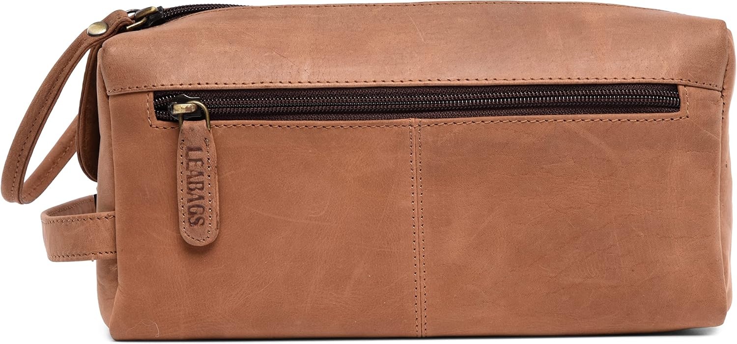 Bruine Buffelleer Toiletartikelen Tas - Vintage Stijl, Ruim (29% Korting)