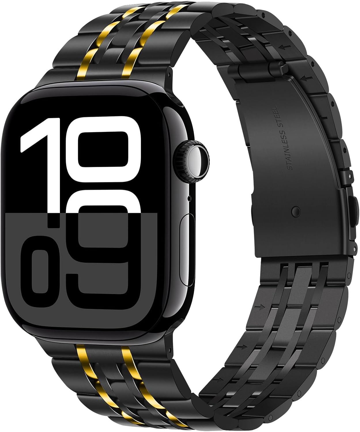 RVS Horlogeband Zwart-Goud voor Apple Watch (38-42mm) - 74% Korting