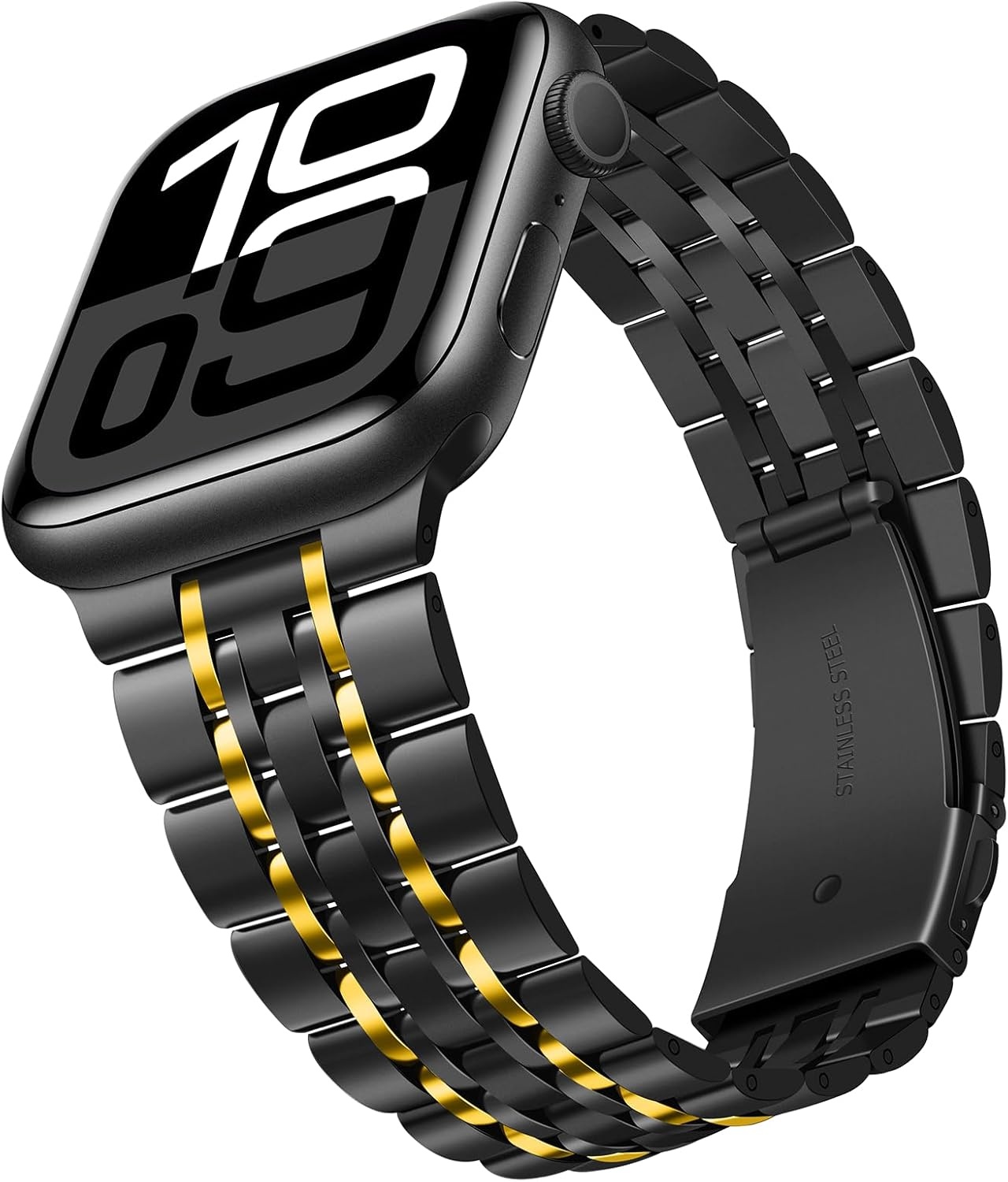RVS Horlogeband Zwart-Goud voor Apple Watch (38-42mm) - 74% Korting