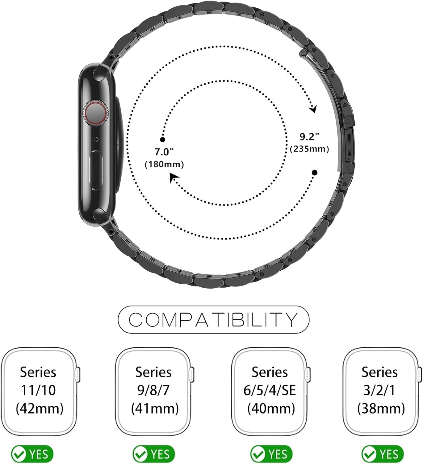 RVS Horlogeband Zwart-Goud voor Apple Watch (38-42mm) - 74% Korting