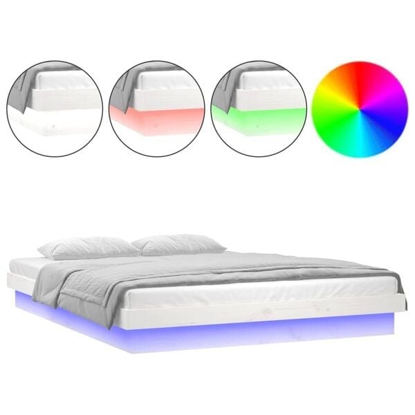 VidaXL Wit Hout Bedframe met LED, 180x200cm - 35% Korting