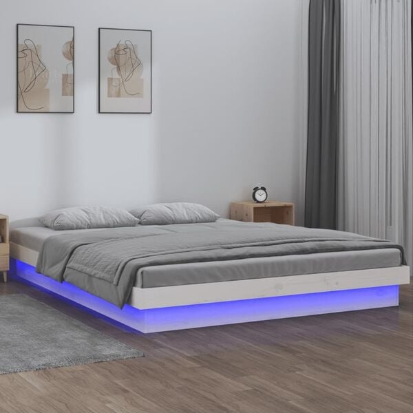 VidaXL Wit Hout Bedframe met LED, 180x200cm - 35% Korting