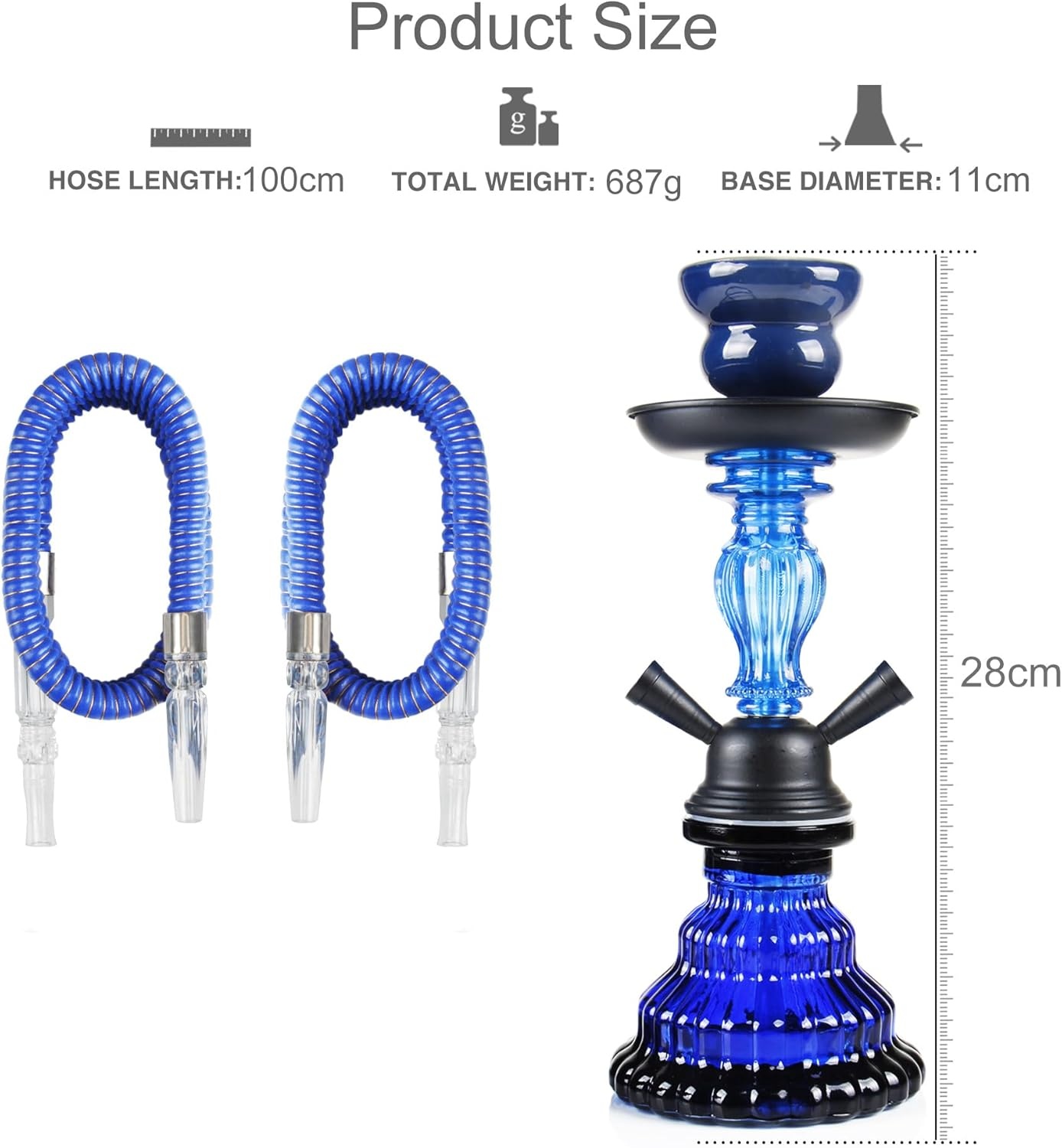 Shisha Waterpijp 11" Blauw - 32% Korting!
