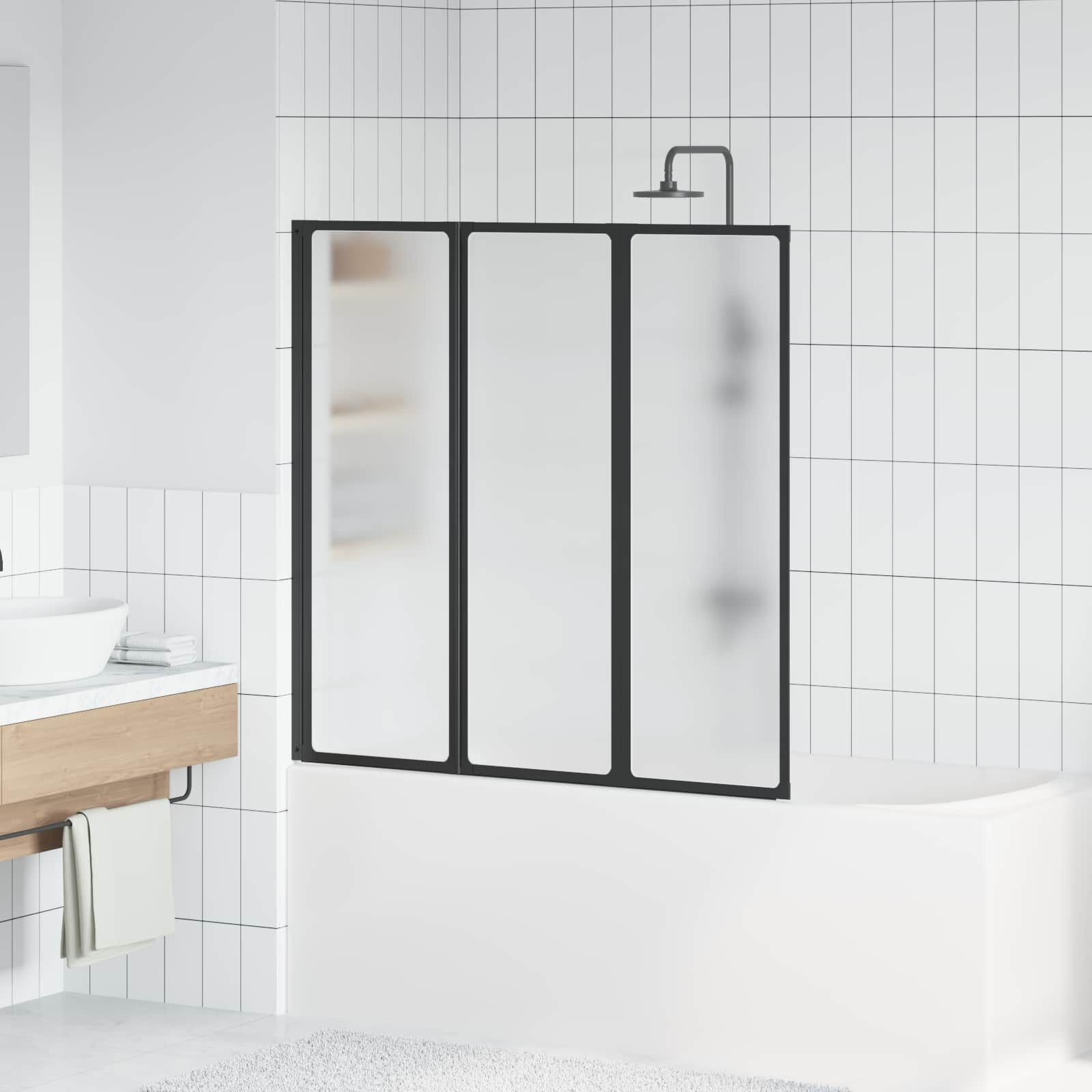 Douchescherm Zwart (120x117 cm) - 35% Korting!