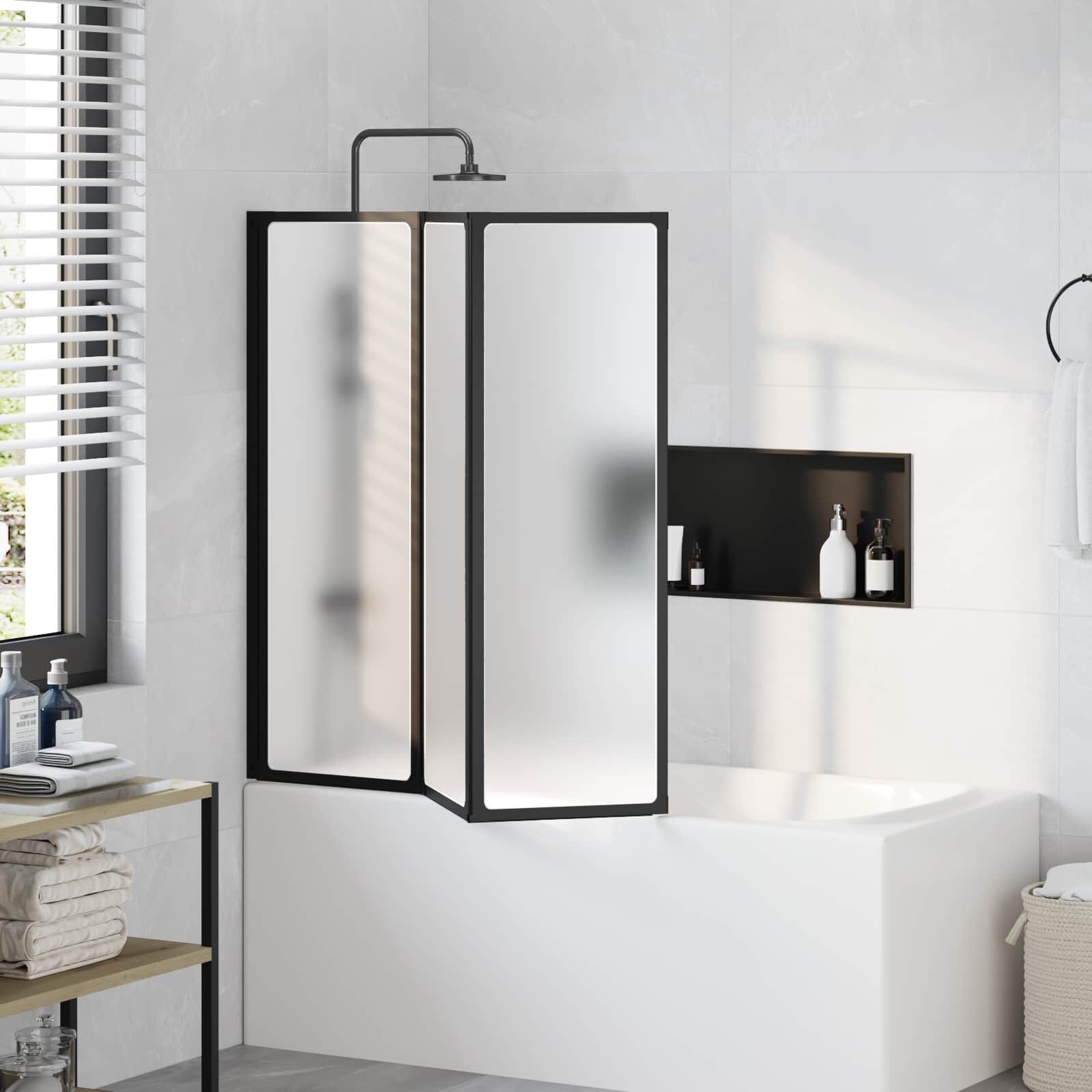 Douchescherm Zwart (120x117 cm) - 35% Korting!