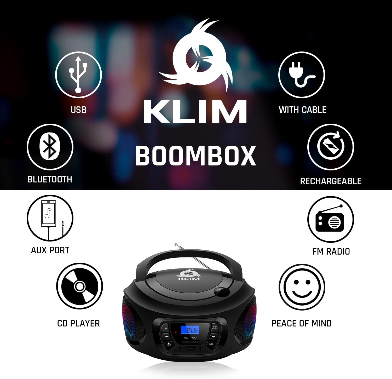 Boombox CD & Bluetooth Speler - Zwart | 29% Korting