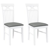 vidaXL Eetkamerstoelen Massief Hout - Wit (2 stuks)