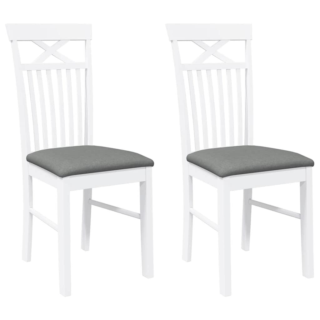 vidaXL Eetkamerstoelen Massief Hout - Wit (2 stuks)