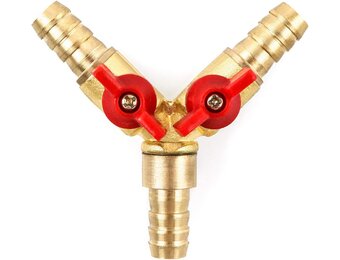 3-weg Slangkopeling T-stuk met Kogelkraan - 10mm Messing