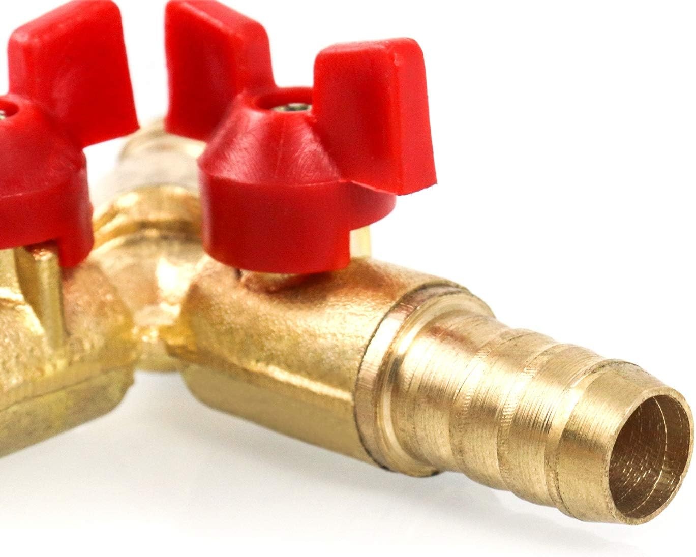 3-weg Slangkopeling T-stuk met Kogelkraan - 10mm Messing