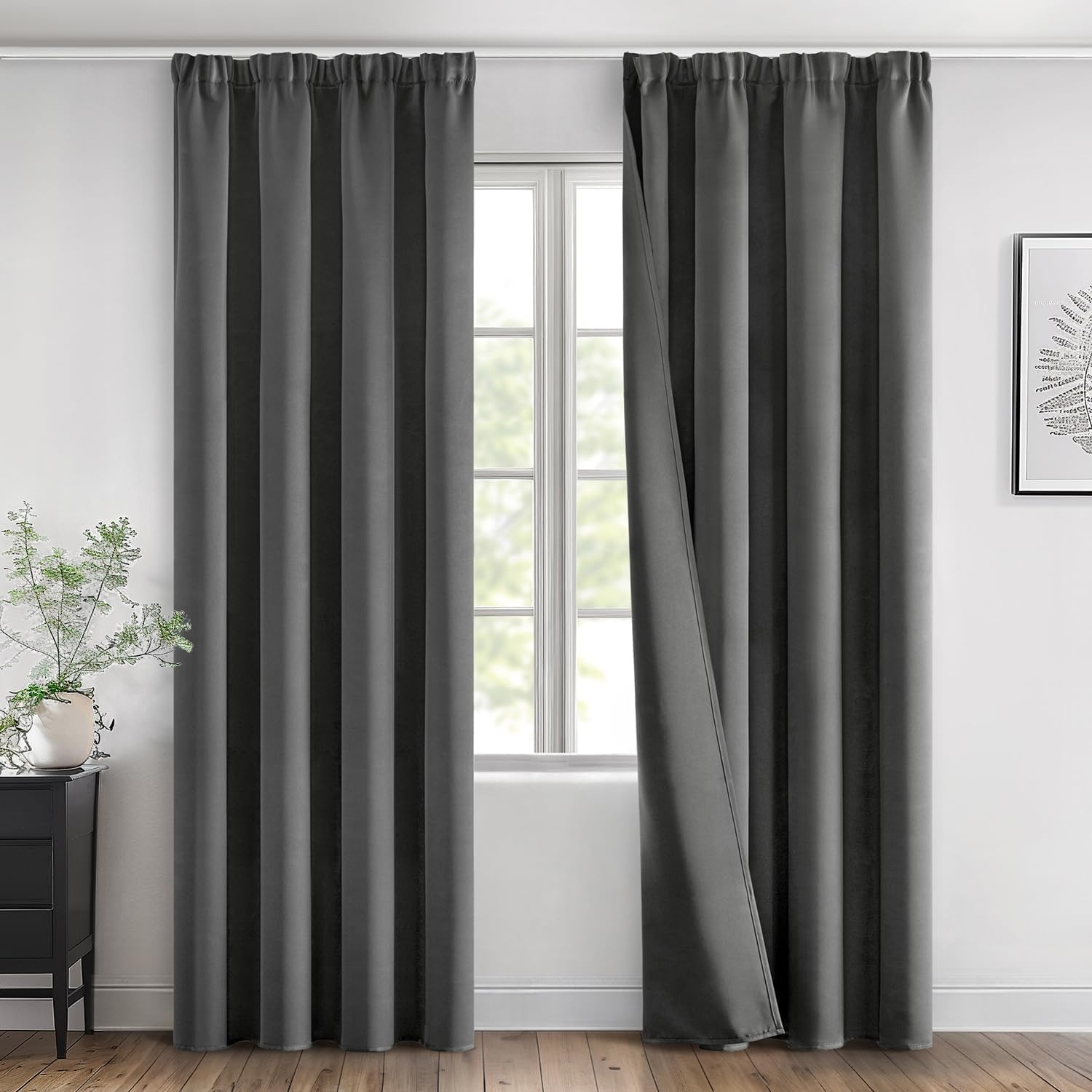 Grijze Verduisterende Gordijnen (2x) 140x280cm | 53% Korting