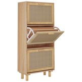 Schoenenkast 52x25x115cm Bewerkt Hout & Rattan Bruin - 47% Korting!