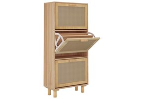 Schoenenkast 52x25x115cm Bewerkt Hout & Rattan Bruin - 47% Korting!