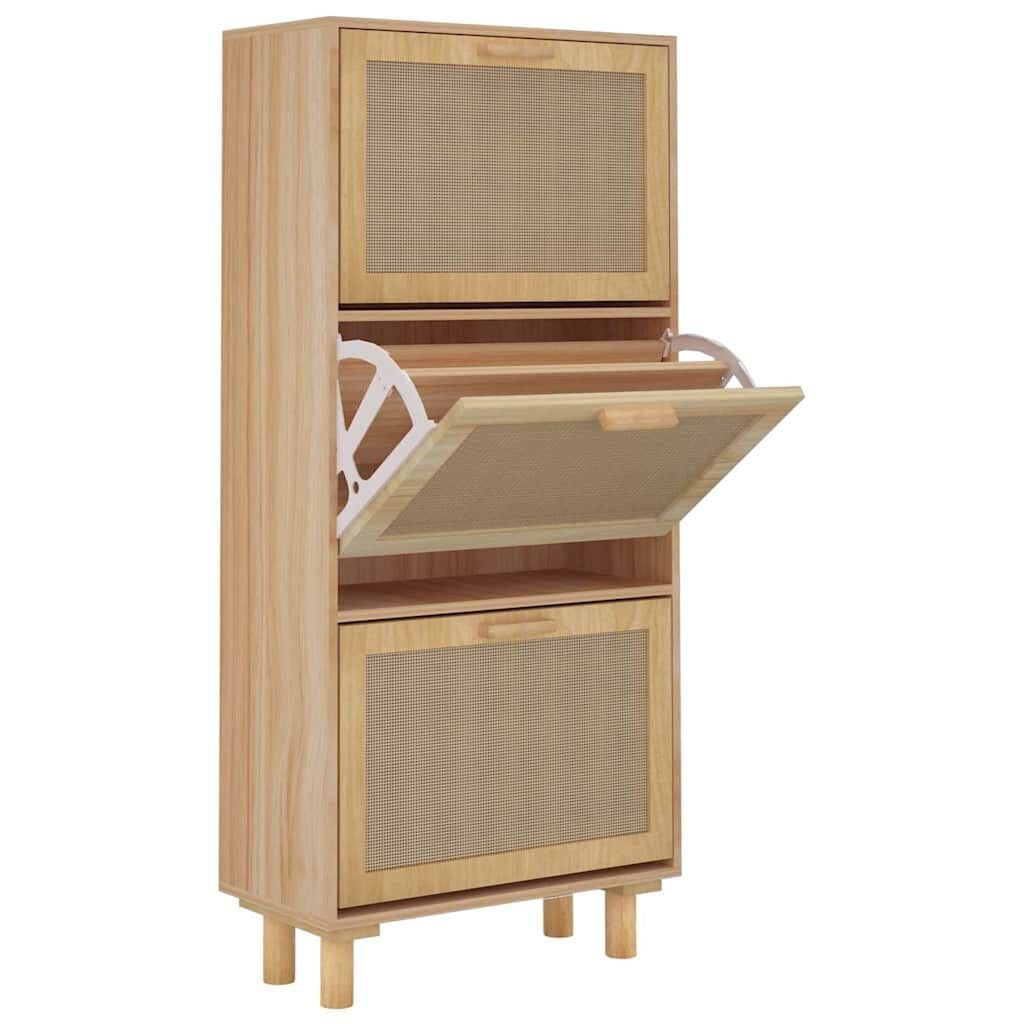 Schoenenkast 52x25x115cm Bewerkt Hout & Rattan Bruin - 47% Korting!
