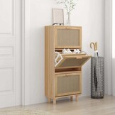 Schoenenkast 52x25x115cm Bewerkt Hout & Rattan Bruin - 47% Korting!