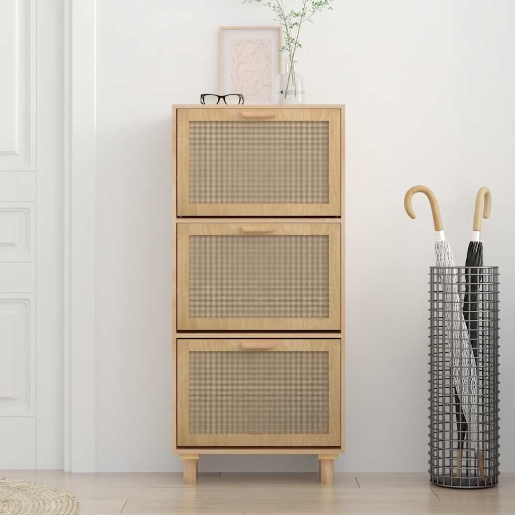 Schoenenkast 52x25x115cm Bewerkt Hout & Rattan Bruin - 47% Korting!