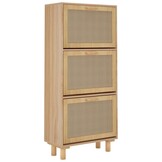 Schoenenkast 52x25x115cm Bewerkt Hout & Rattan Bruin - 47% Korting!