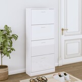 VidaXL Schoenenkast Hoogglans Wit - 73% Korting!