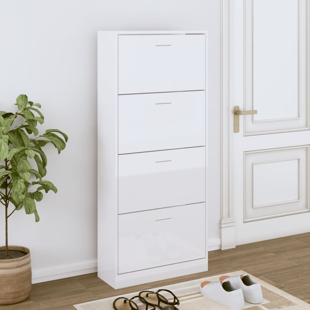 VidaXL Schoenenkast Hoogglans Wit - 73% Korting!