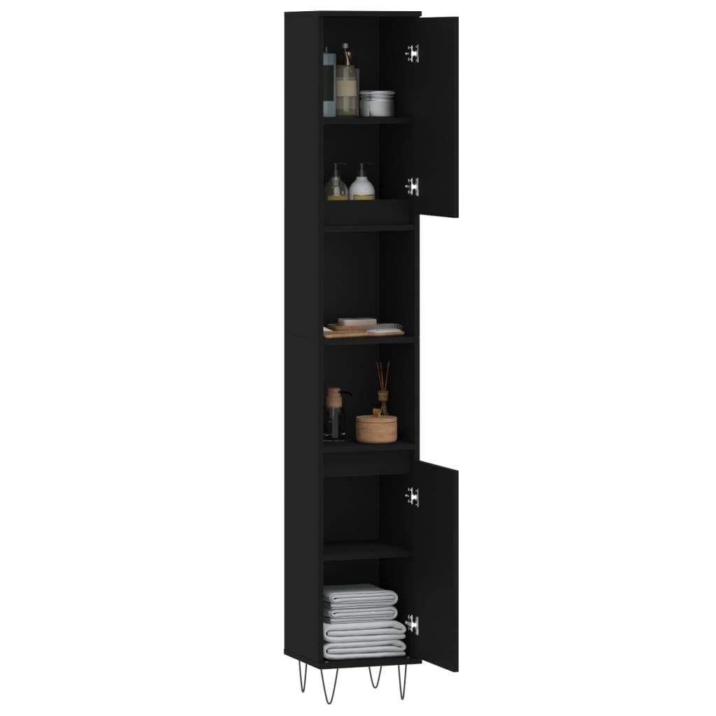 VidaXL Badkamerkast met Korting - Zwart - 30x30x190 cm