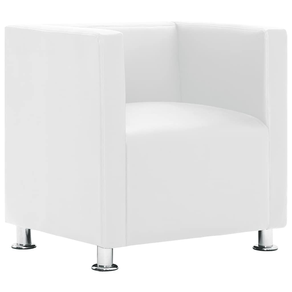 vidaXL Fauteuil Kubus Kunstleer Wit - 61% Korting!