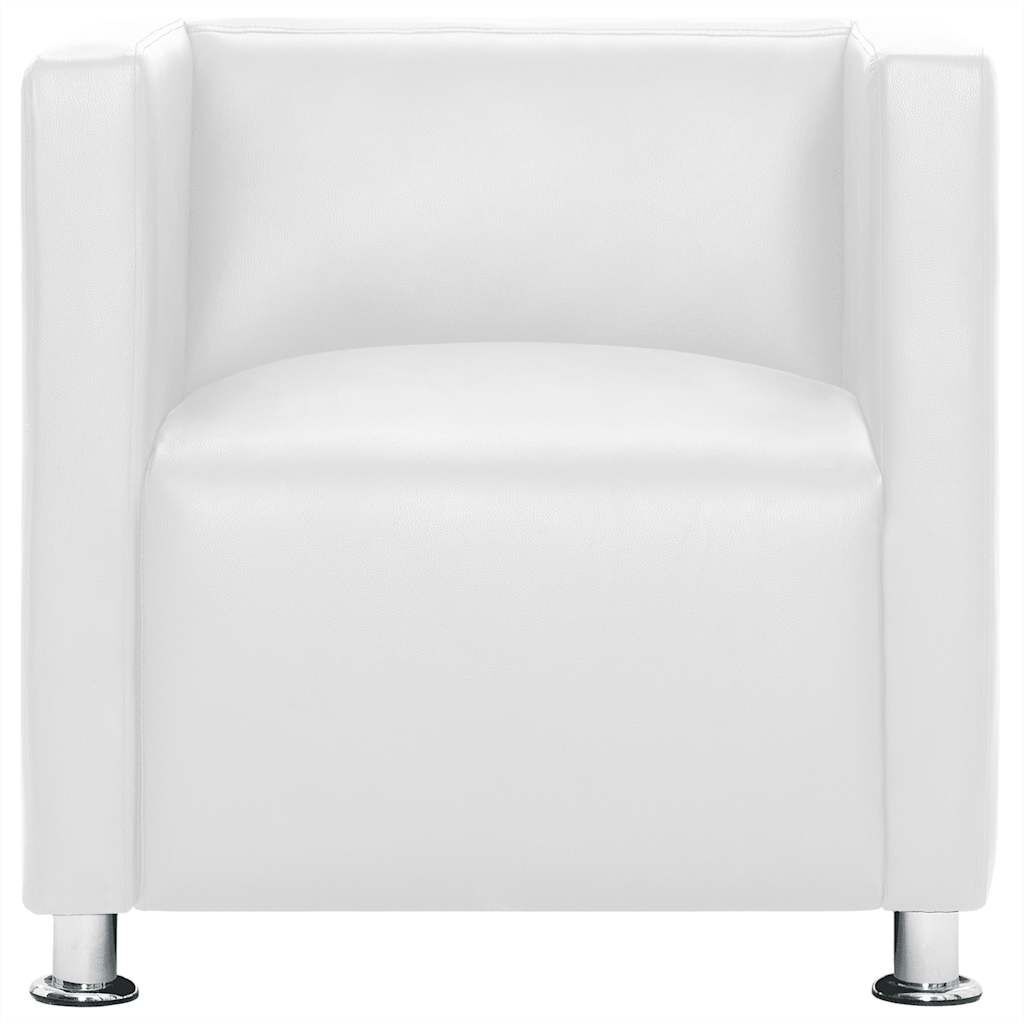vidaXL Fauteuil Kubus Kunstleer Wit - 61% Korting!