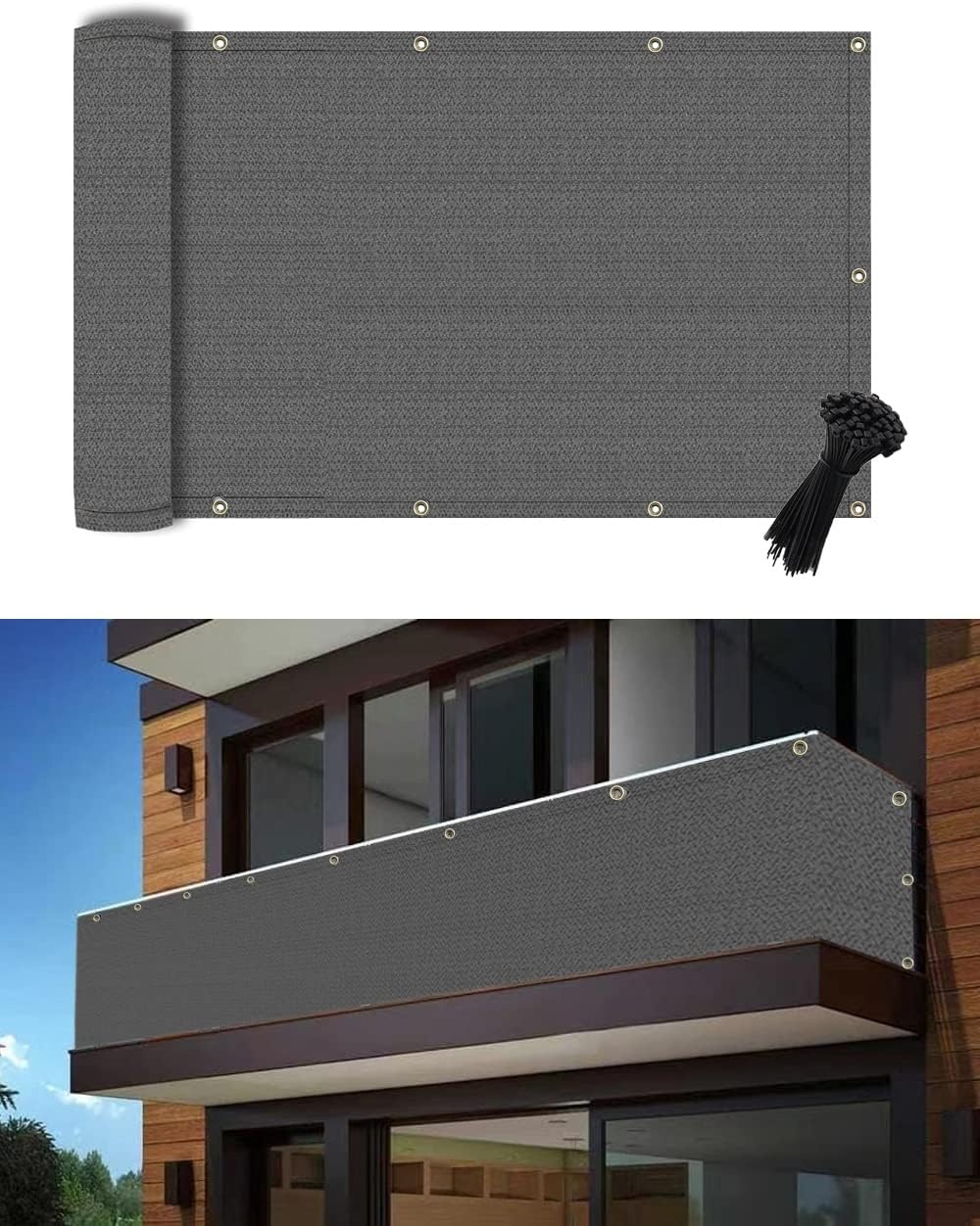 Privacyscherm Balkon Zwart 0.9x5m - 27% Korting!