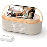 Houten Wekker Speaker met 15W Draadloze Oplader | 34% Korting