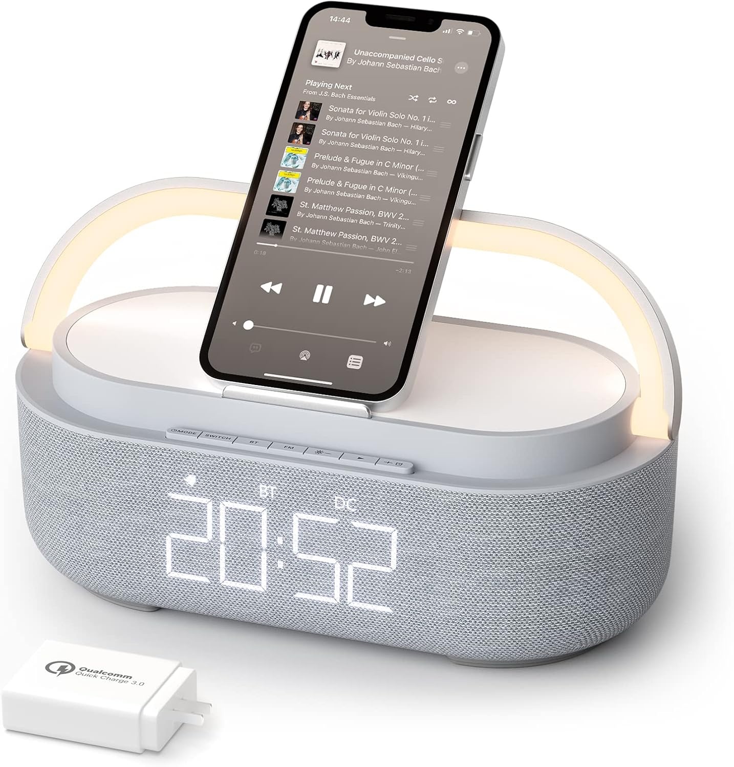 Houten Wekker Speaker met 15W Draadloze Oplader | 34% Korting