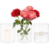 Set van 3 Glazen Cilindervazen | Helder Borosilicaatglas | 8.5x10cm | -26%