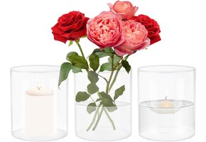 Set van 3 Kleine Glazen Vazen - Helder Glas - 8.5x10 cm - 38% Korting