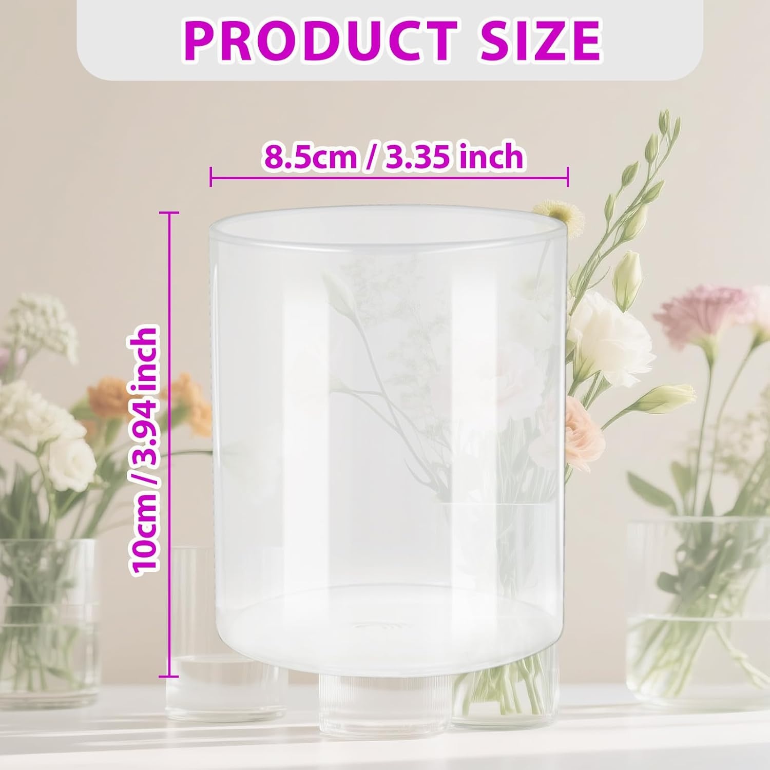 Set van 3 Glazen Cilindervazen | Helder Borosilicaatglas | 8.5x10cm | -26%