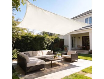 Zonnezeil Crème 4x6m - 53% Korting! UV & Waterdicht