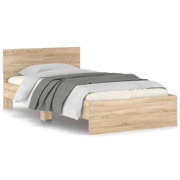 Bedframe met Hoofdbord Sonoma Eiken 100x200 cm - 48% Korting