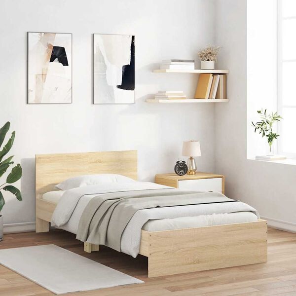 Bedframe met Hoofdbord Sonoma Eiken 100x200 cm - 48% Korting