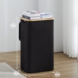 Zwarte Bamboe Wasmand 85L met Deksel & Waszak - 43% Korting!