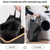 Zwarte Bamboe Wasmand 85L met Deksel & Waszak - 43% Korting!