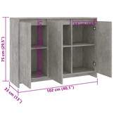 vidaXL Dressoir Betongrijs 102x33x75 cm - 52% Korting!