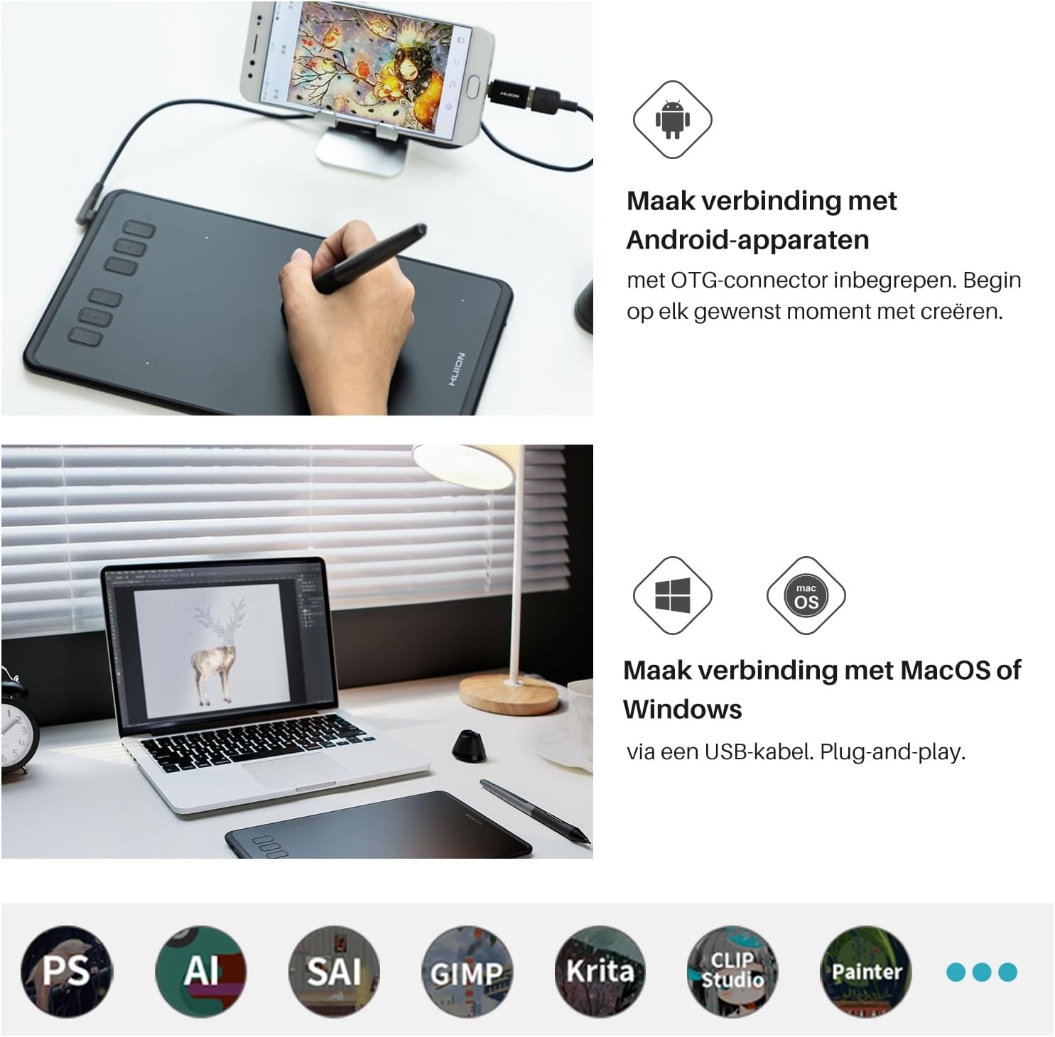 Grafische Tekentablet Huion Inspiroy H640P - 28% Korting