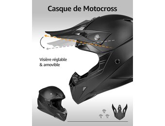 YEMA YM-915 Motorcross Helm Mat Zwart - 29% Korting