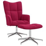 vidaXL Relaxstoel met Voetenbank Fluweel Wijnrood - 35% Korting!