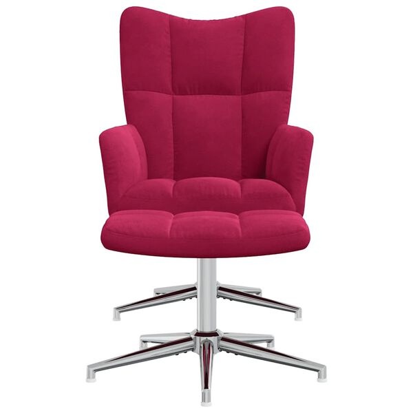 vidaXL Relaxstoel met Voetenbank Fluweel Wijnrood - 35% Korting!