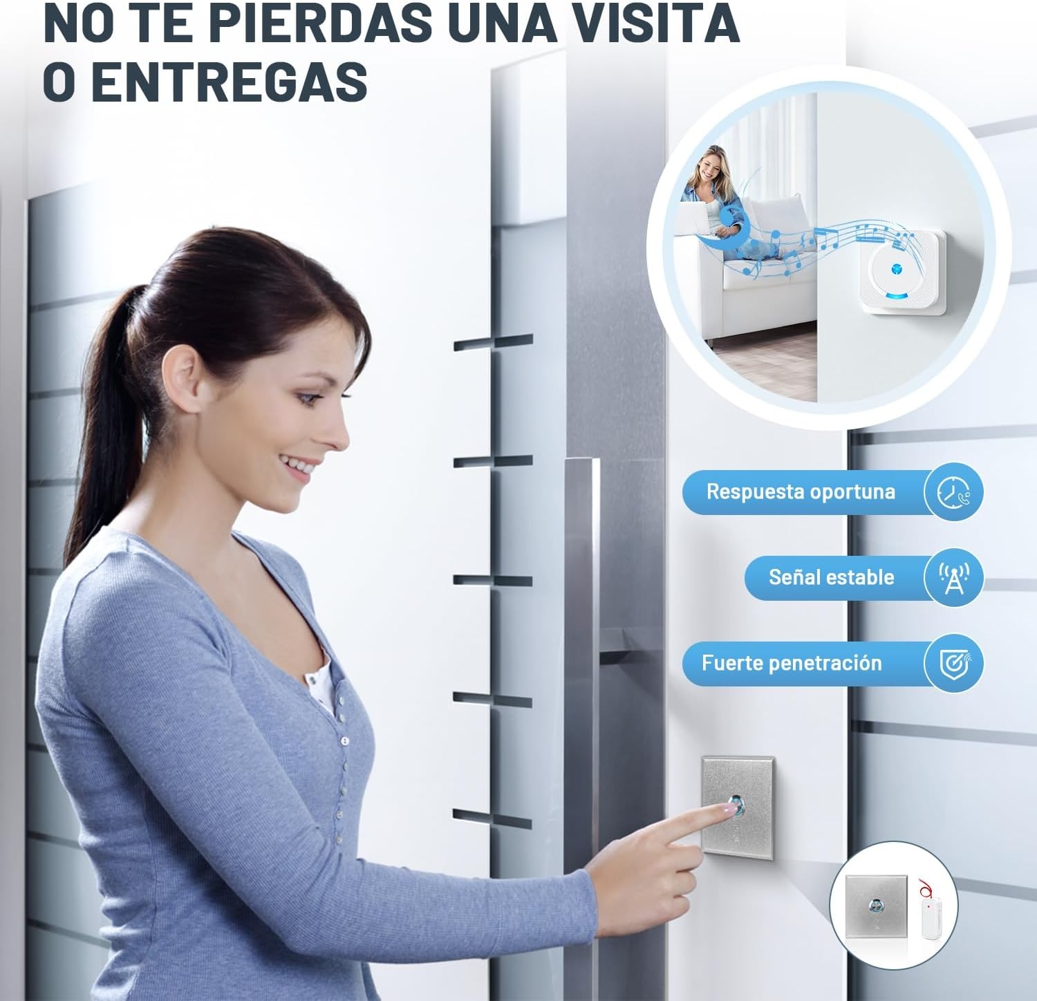 Besimlive Draadloze Deurbel Extender met 2 Stopcontacten - Wit - 34% Korting