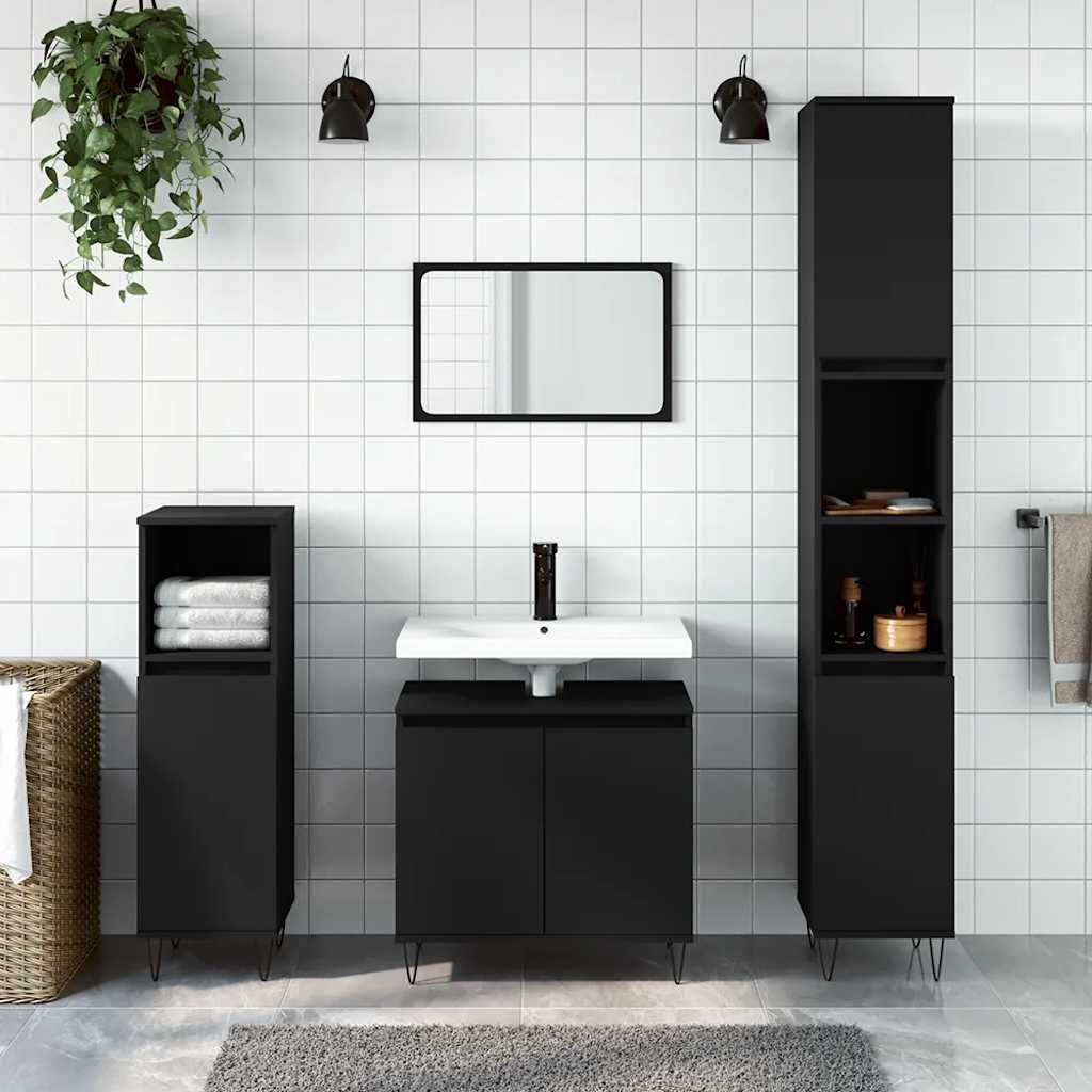 VidaXL Badkamerkast Zwart Bewerkt Hout - 34% Korting!