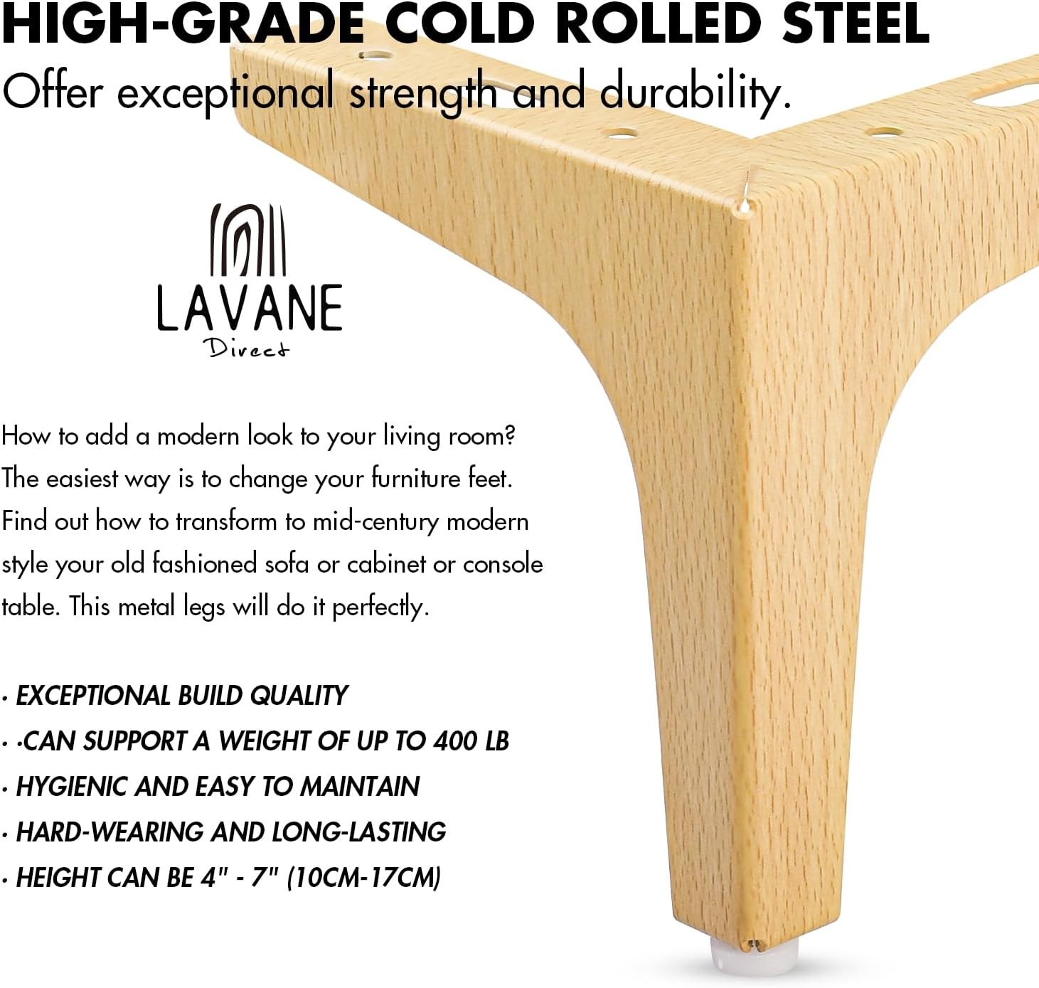 La Vane Meubelpoten 10cm Hout (4 stuks) - 31% Korting