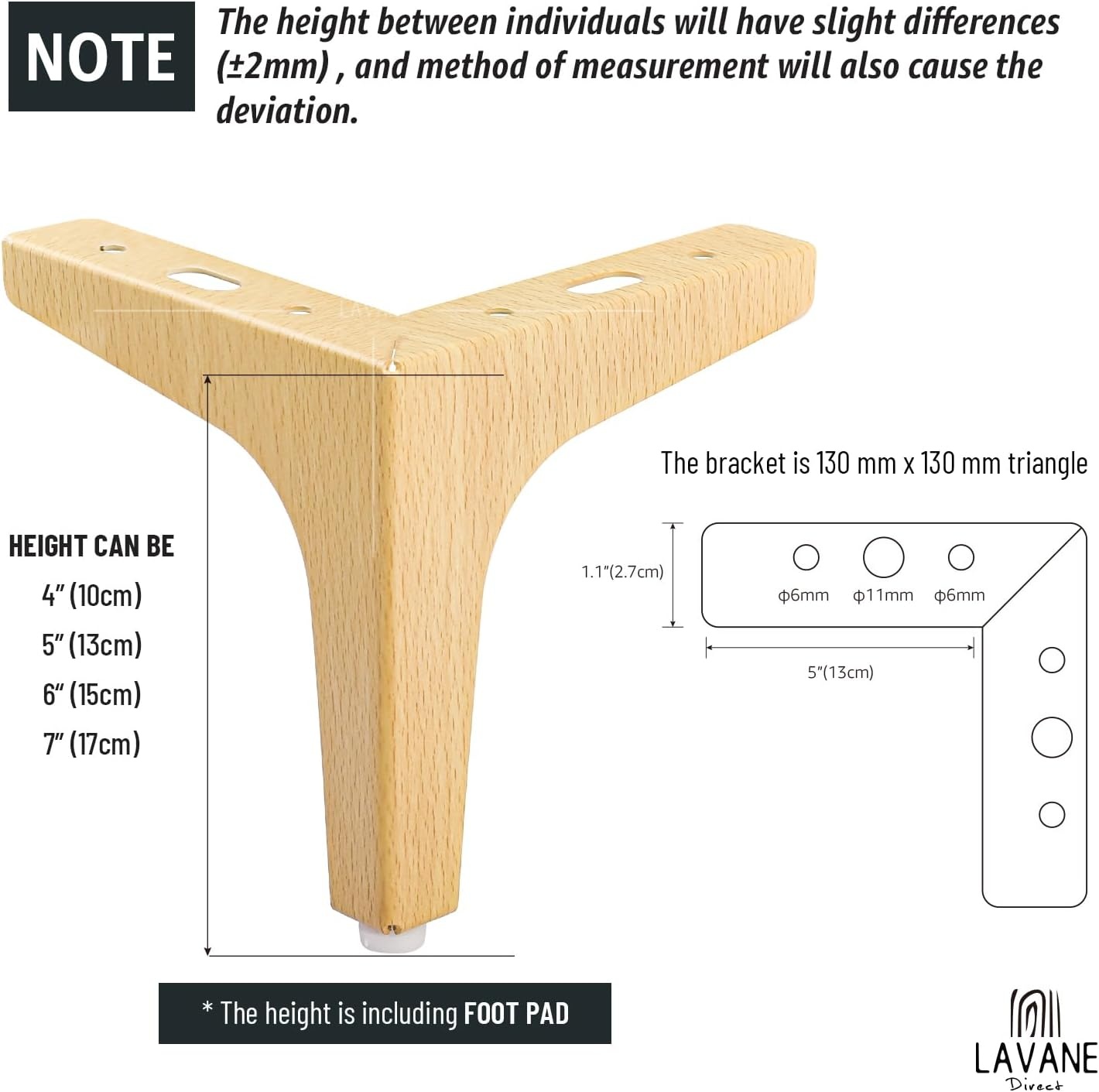 La Vane Meubelpoten 10cm Hout (4 stuks) - 31% Korting