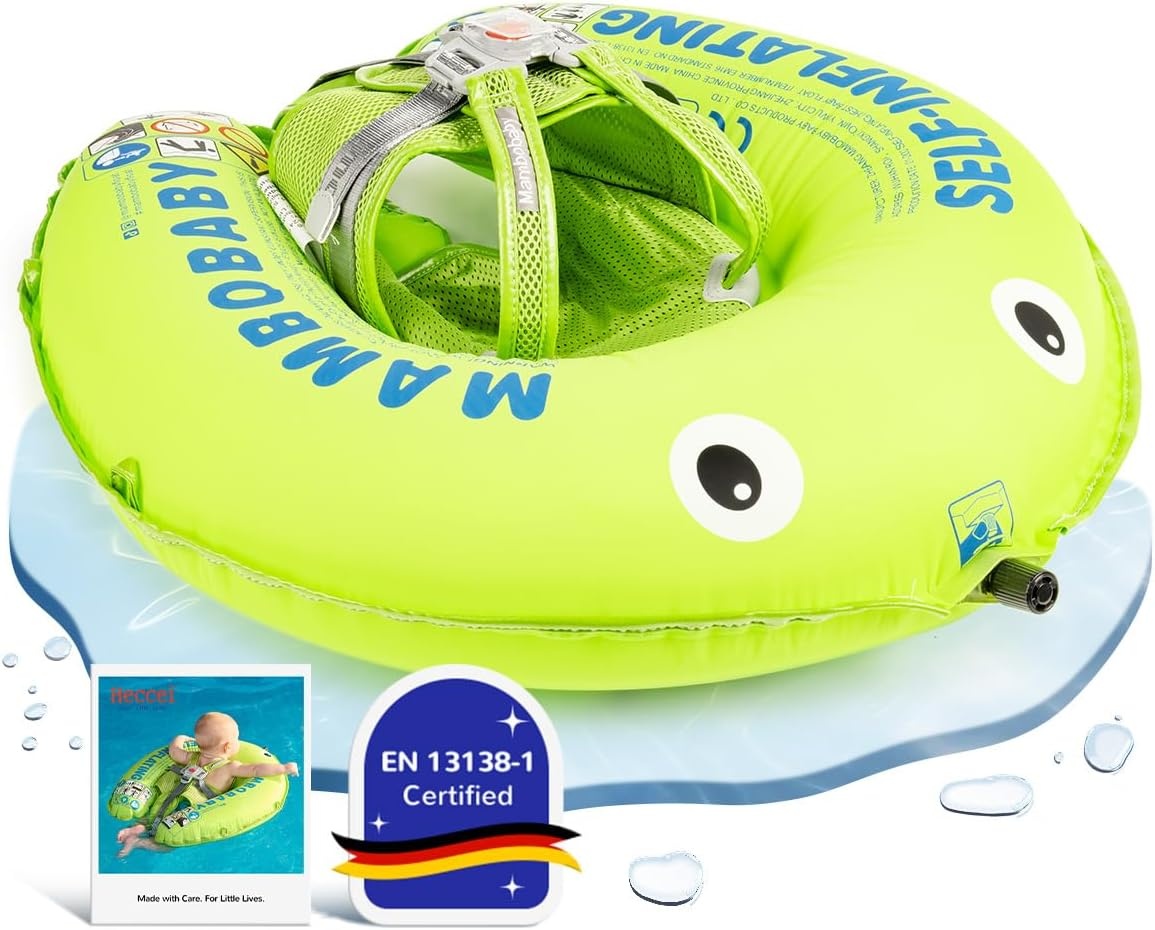 HECCEI Mambobaby Zelfopblaasbare Baby Zwemband - 3-24 Mnd (Emerald) - 33% Korting!