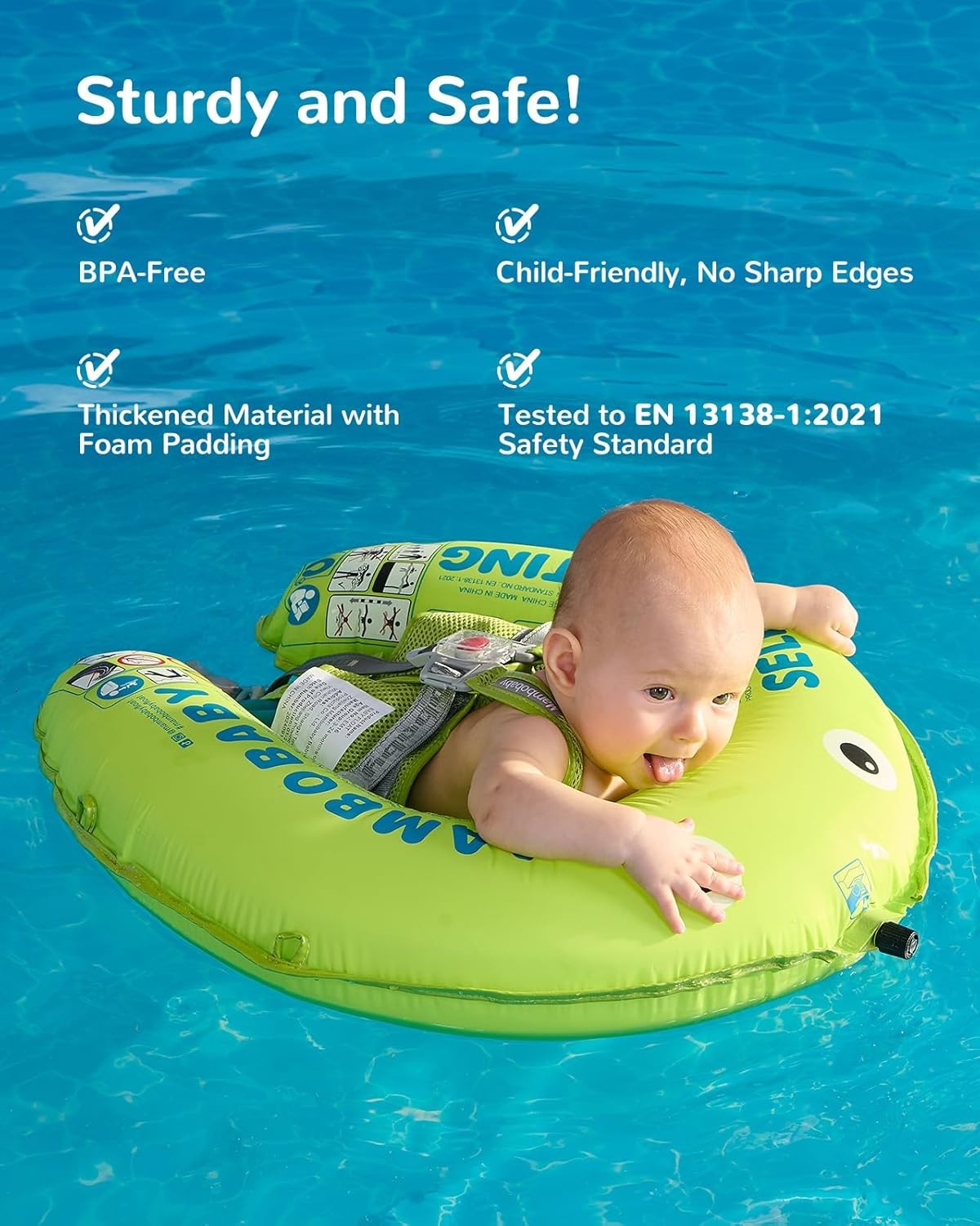 HECCEI Mambobaby Zelfopblaasbare Baby Zwemband - 3-24 Mnd (Emerald) - 33% Korting!